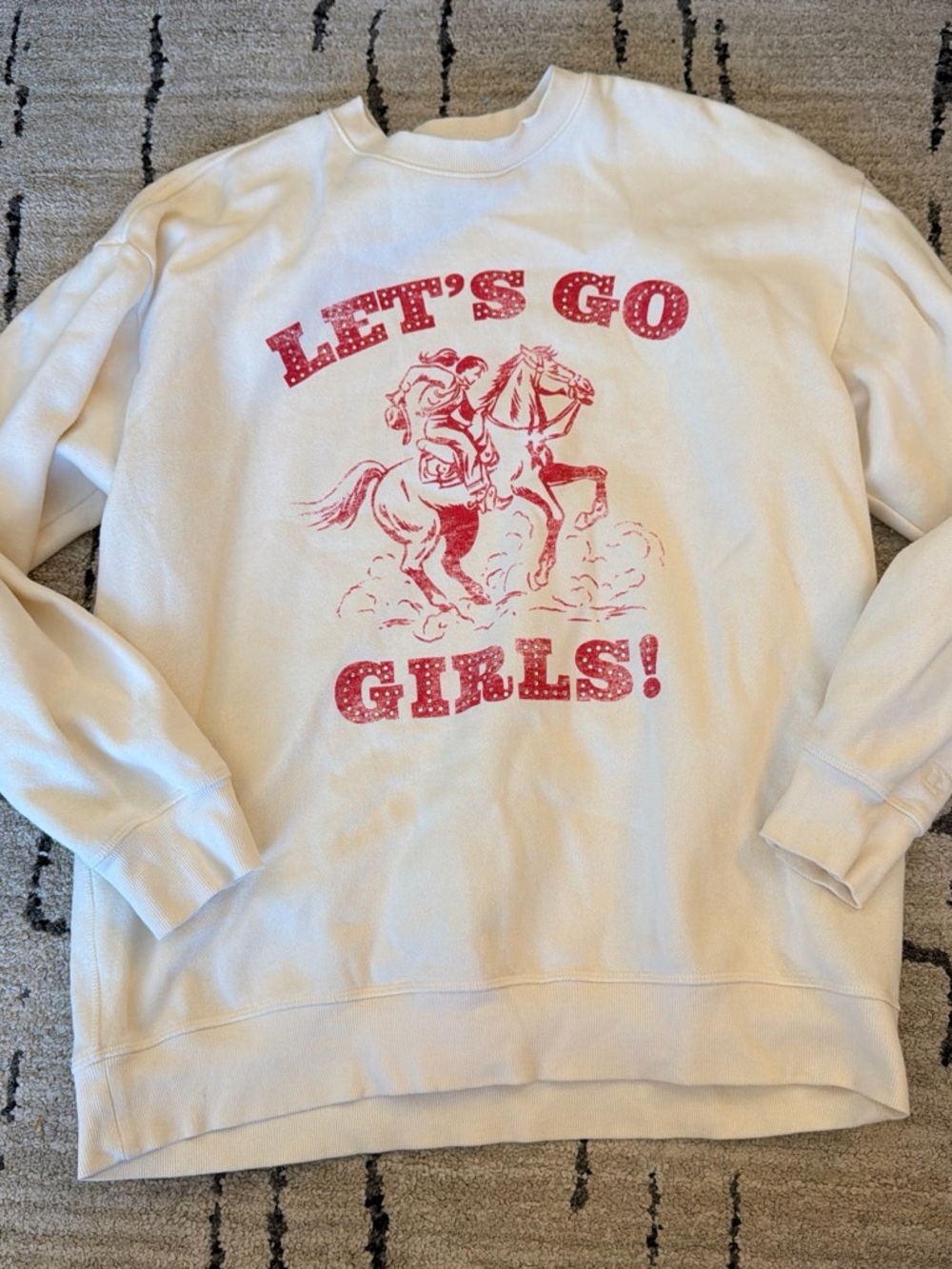 PINK Victoria's Secret White Crewneck Sweatshirt with Red Graphic